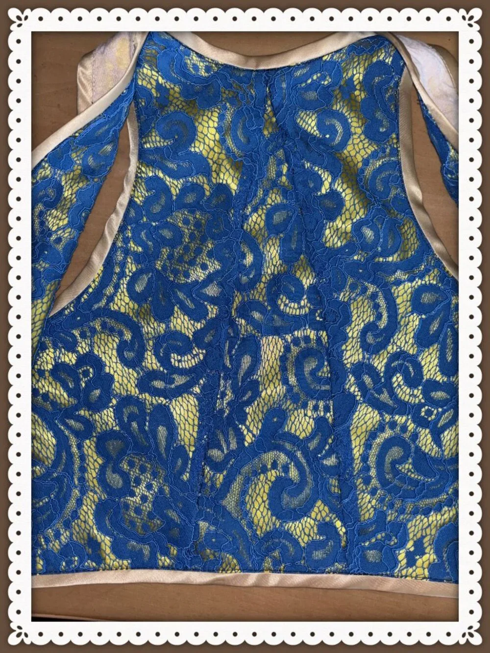 Bridal Girls Bolero Sleeveless Vest Deep Blue Lace Double Lined Size XS 5-10 yrs